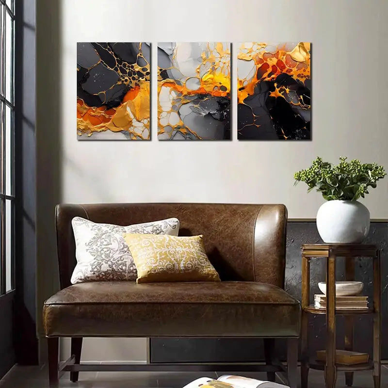3pcs Abstract Pictures Metal Print Ready to Hang Art - Bella Home Decor