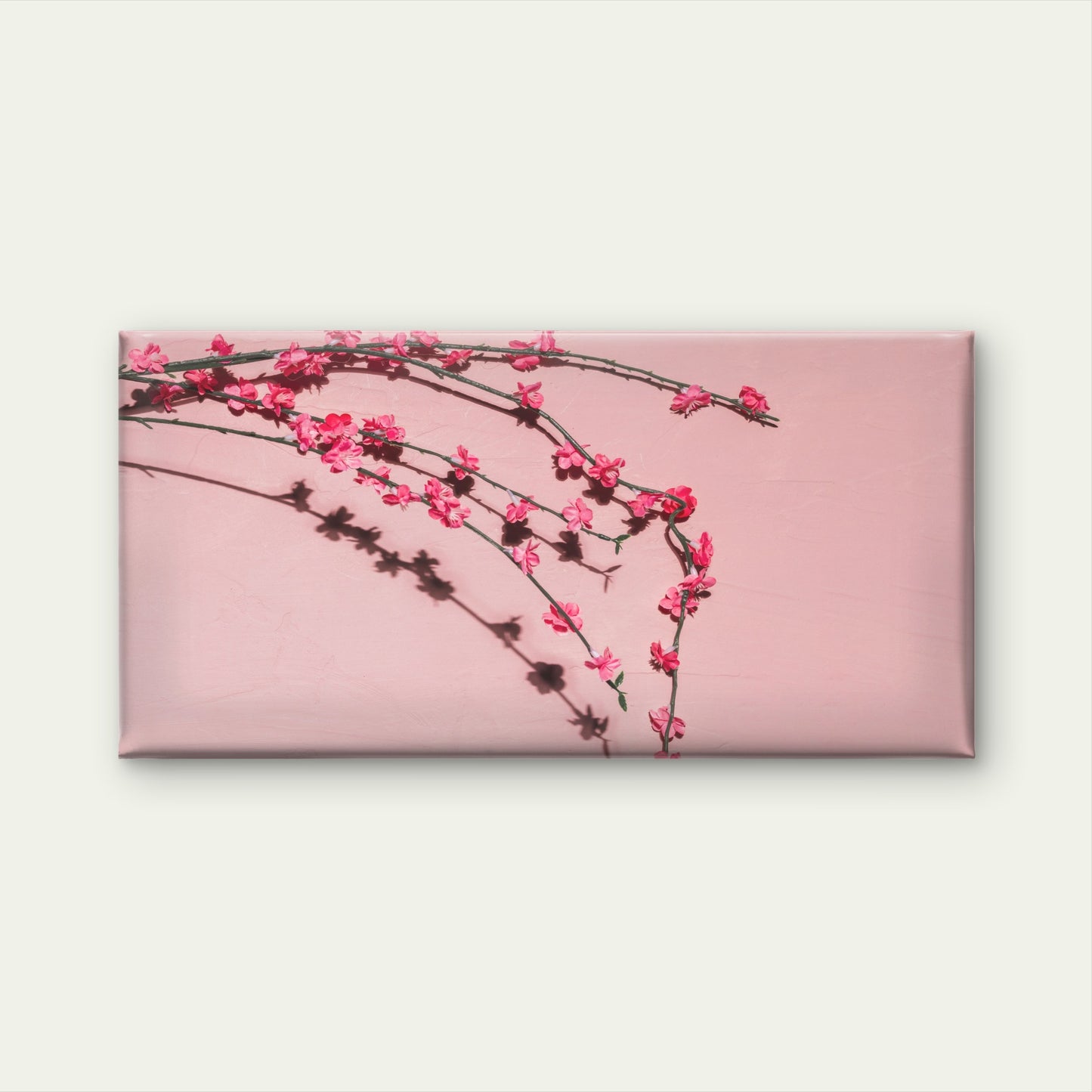 Pink Flowers Branch Wall Art Canvas Office Home Room Framed 120x60cm