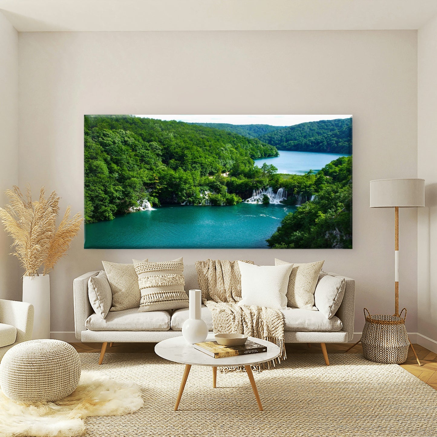 Plitvice Lakes National Park Wall Art Canvas Office Home Room Framed 120x60cm