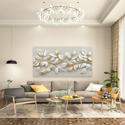 Gilded Ivory Laurel Serenity Wall Art Canvas Office Home Room Framed 120x60cm - Bella Home Decor