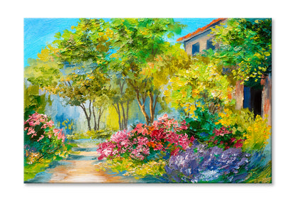 House In The Summer Forest Oil Painting Wall Art Limited Edition High Quality Print Stretched Canvas None