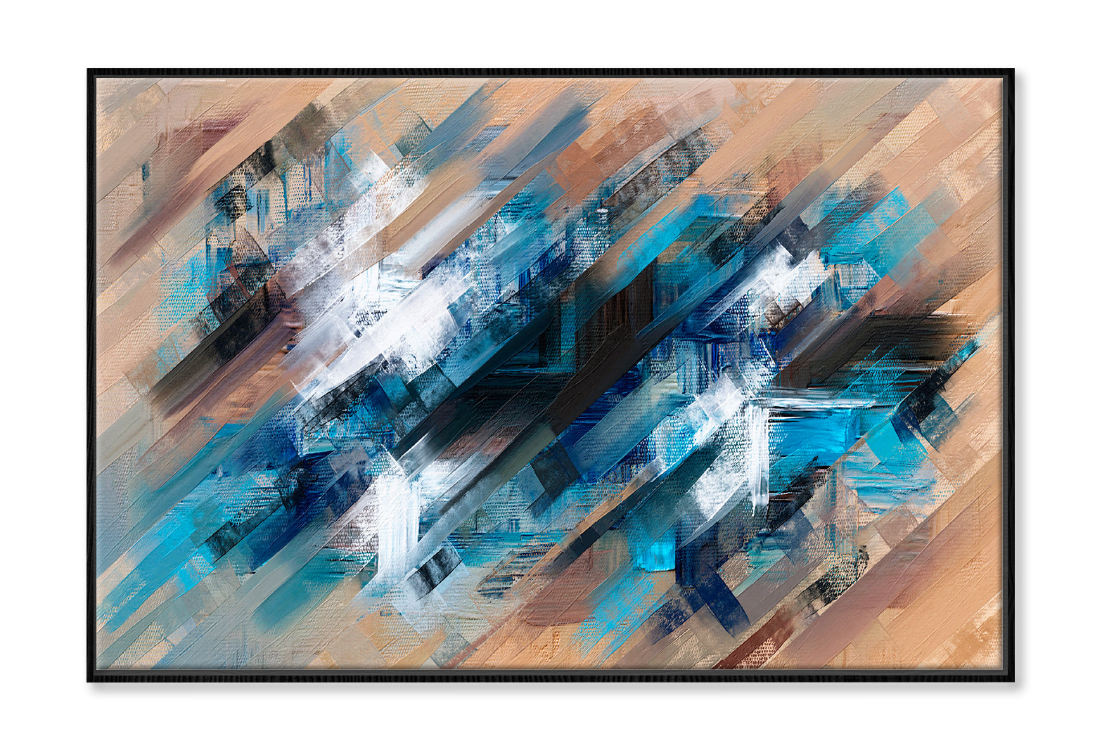 Abstract Diagonal Paint Strokes Oil Painting Wall Art Limited Edition High Quality Print Canvas Box Framed Black