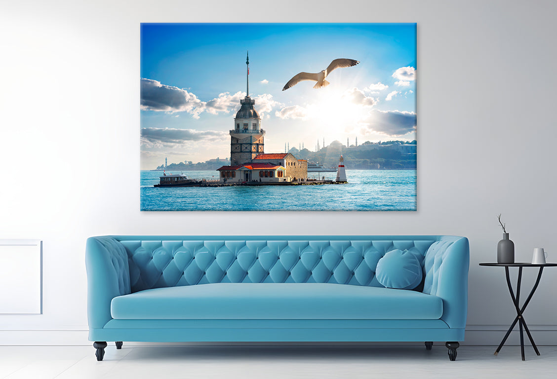 Seagull Flying Near Maiden Tower  Wall Art Decor 100% Australian Made - Bella Home Decor