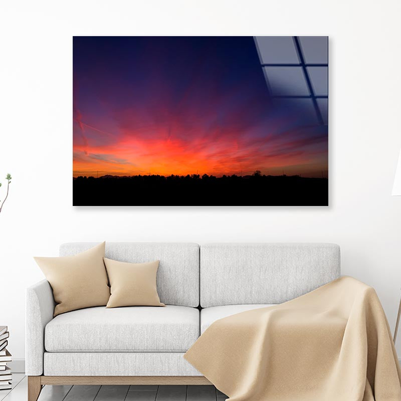Beautiful Landscape of Dusk in The Countryside Acrylic Glass Print Tempered Glass Wall Art 100% Made in Australia Ready to Hang - Bella Home Decor