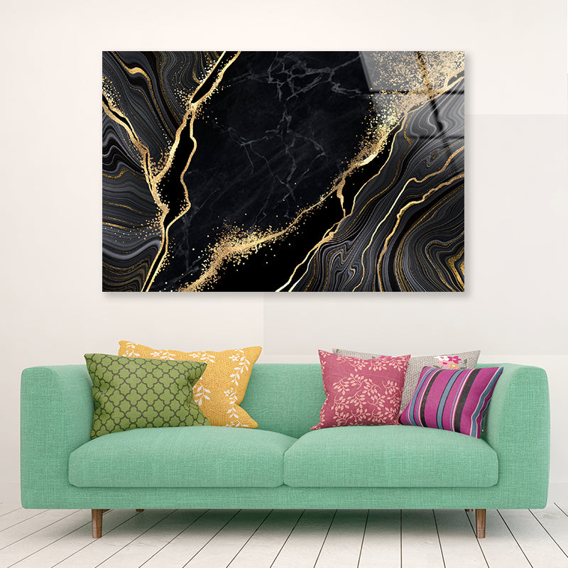 Luxury Black and Gold Wall Art Acrylic Glass Print Tempered Glass Wall Art 100% Made in Australia Ready to Hang - Bella Home Decor
