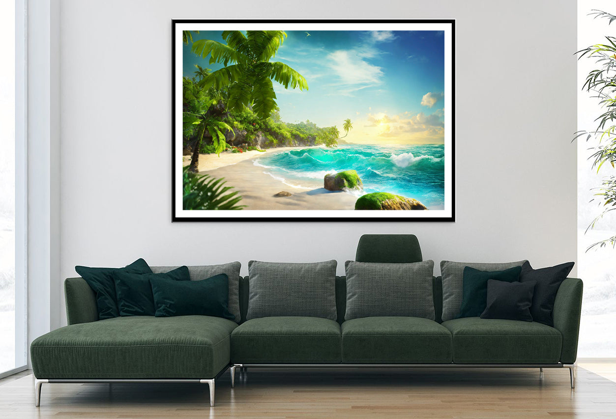 Tropical Island with Palm Trees View Home Decor Premium Quality Poster Print Choose Your Sizes - Bella Home Decor