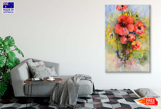 Red, Beautiful, Flower Oil Painting Wall Art Limited Edition High Quality Print