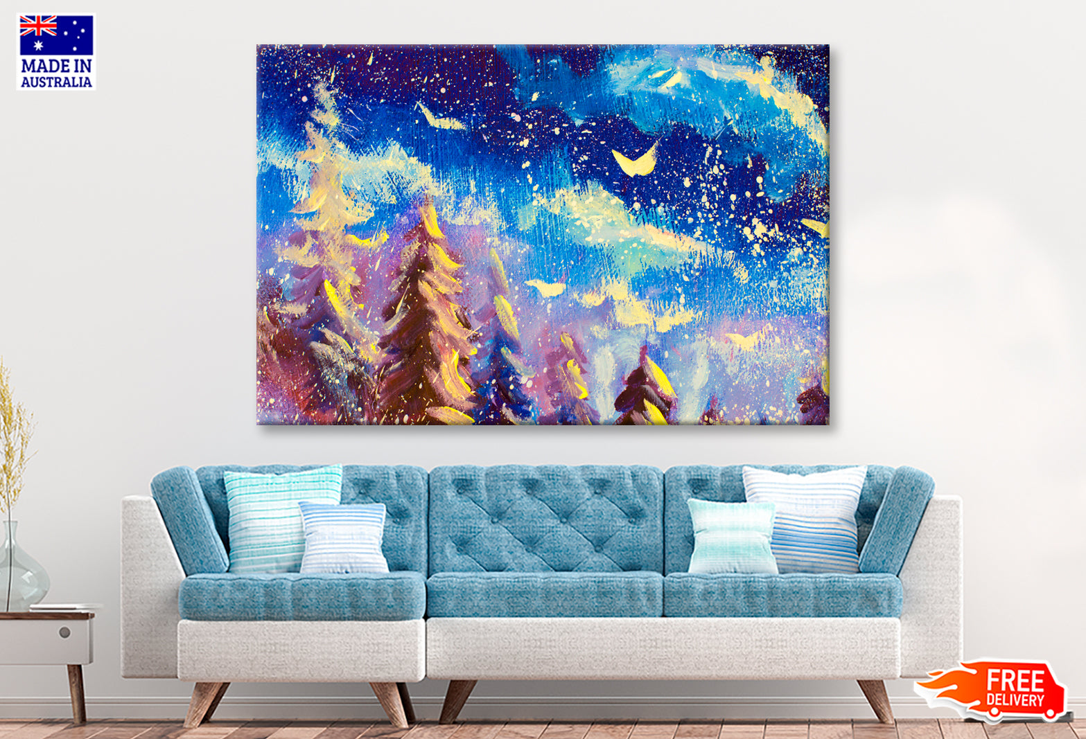 Christmas Big Snowy Fir Trees Oil Painting Wall Art Limited Edition High Quality Print