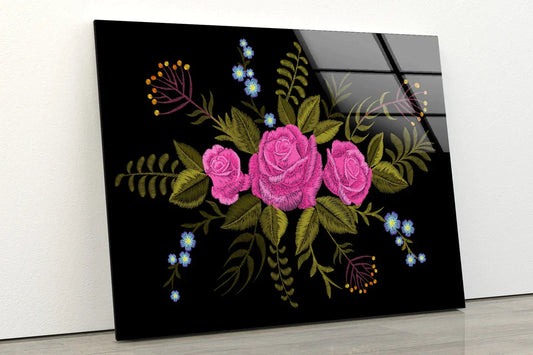 Pink Rose Floral Vector UV Direct Aluminum Print Australian Made Quality