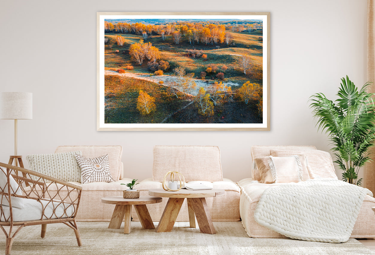 Beautiful Yellow Grassland Nature in autumn Home Decor Premium Quality Poster Print Choose Your Sizes