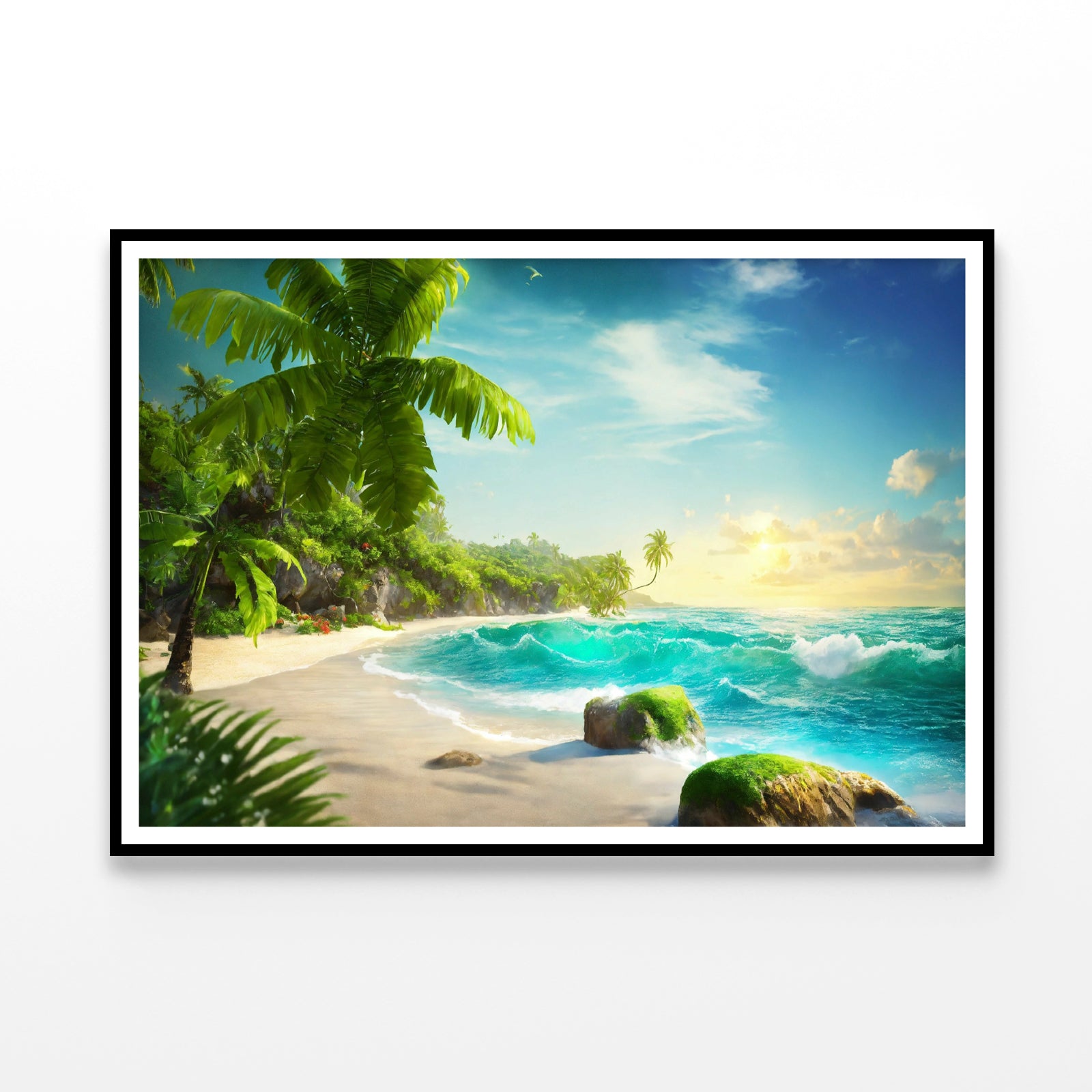 Tropical Island with Palm Trees View Home Decor Premium Quality Poster Print Choose Your Sizes - Bella Home Decor