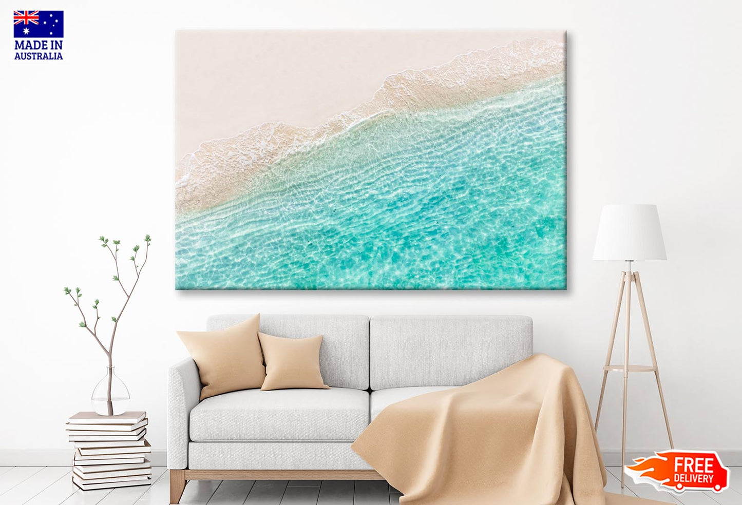 White Sand Beach with Wave Wall Art Decor 100% Australian Made