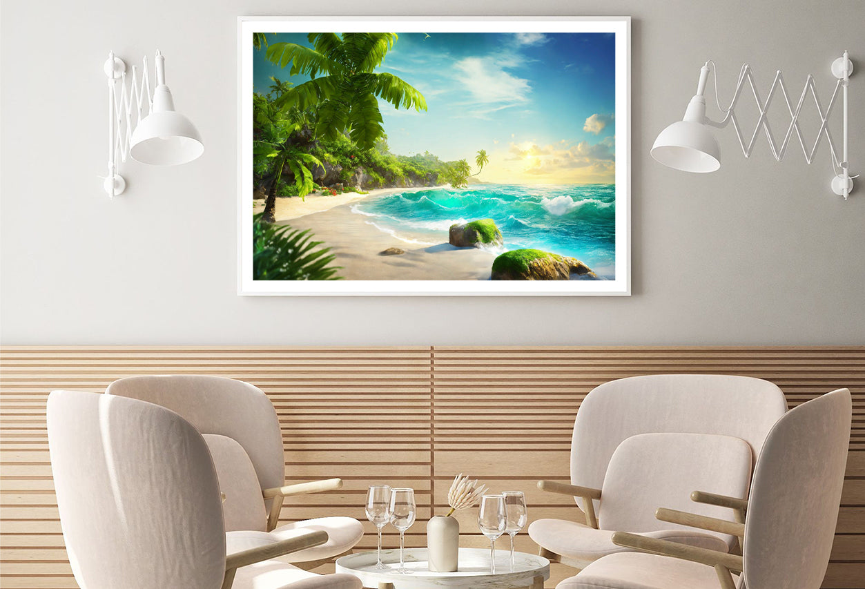 Tropical Island with Palm Trees View Home Decor Premium Quality Poster Print Choose Your Sizes - Bella Home Decor