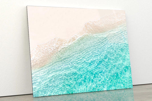 White Sand Beach with Wave  Acrylic Glass Print Tempered Glass Wall Art 100% Made in Australia Ready to Hang