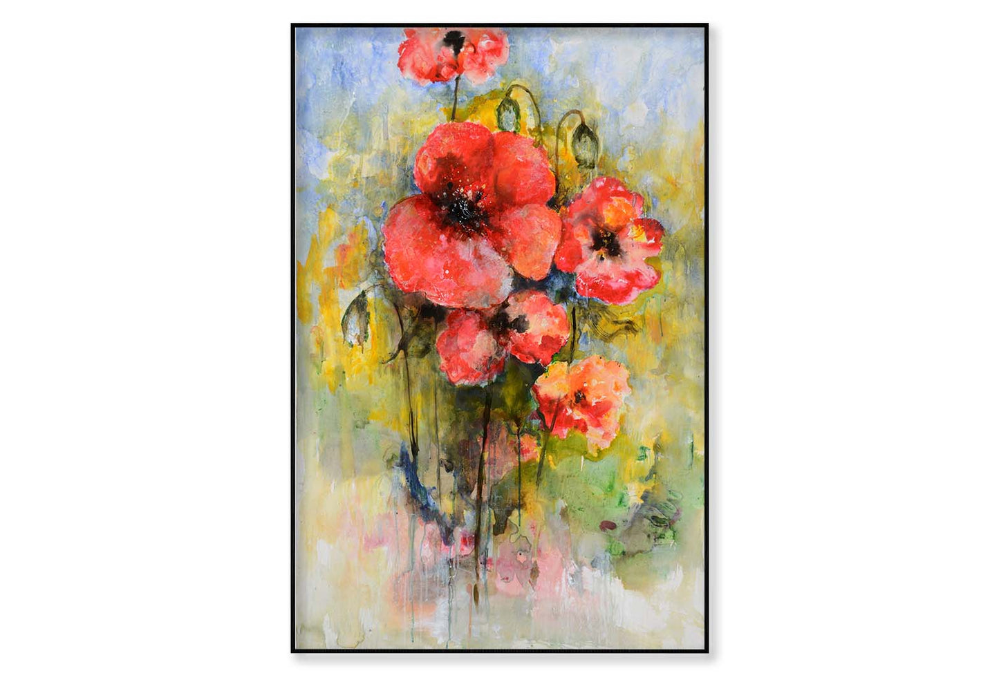 Red, Beautiful, Flower Oil Painting Wall Art Limited Edition High Quality Print