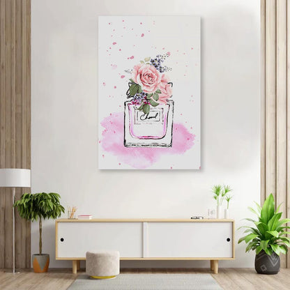 Pink Colored Flower Perfume 3D Design Acrylic Glass Print Tempered Glass Wall Art 100% Made in Australia Ready to Hang