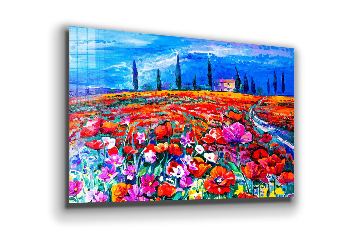 Flower Field Painting UV Direct Aluminum Print Australian Made Quality