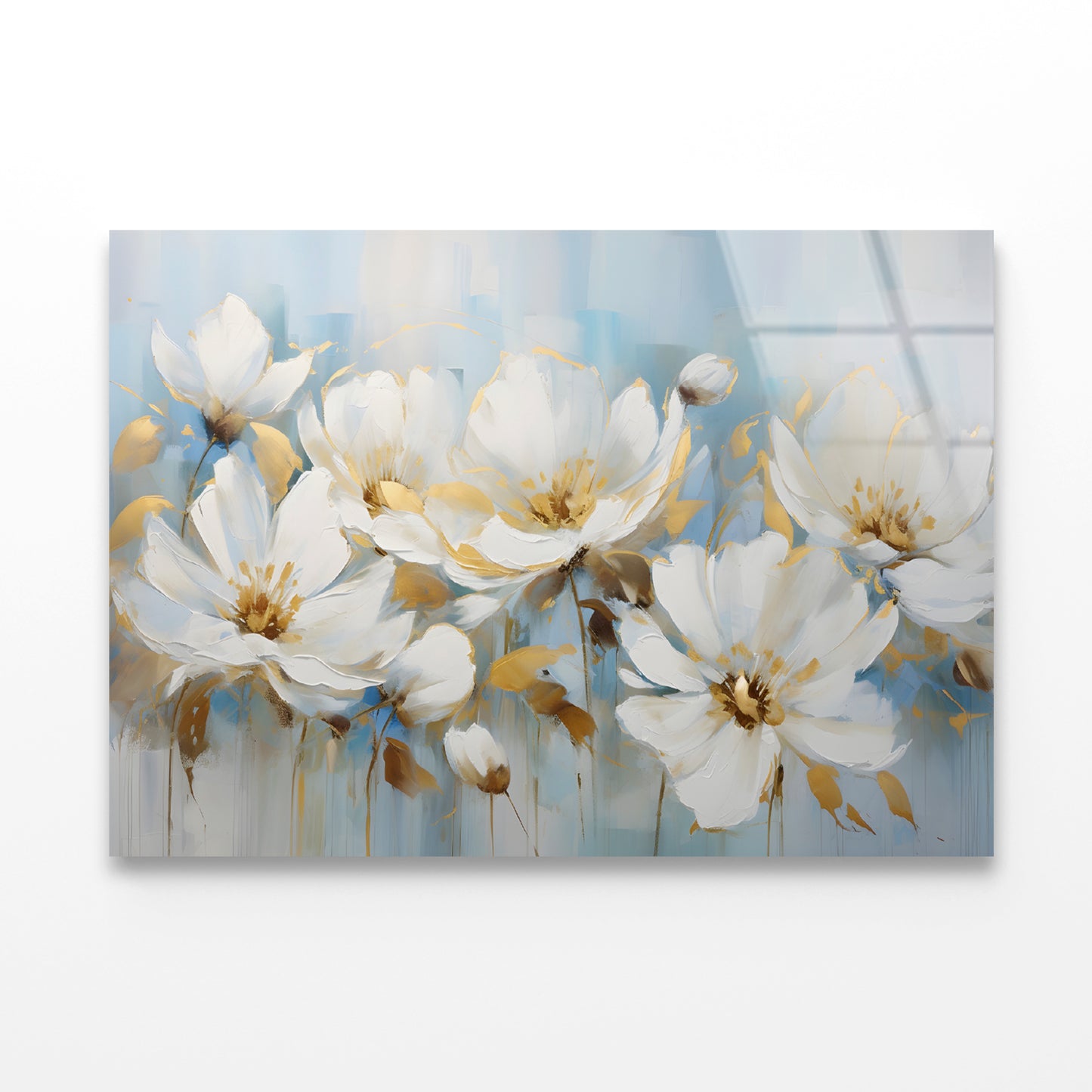 Flowers and Leaves Abstract Oil Painting Art Acrylic Glass Print Tempered Glass Wall Art 100% Made in Australia Ready to Hang