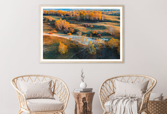 Beautiful Yellow Grassland Nature in autumn Home Decor Premium Quality Poster Print Choose Your Sizes