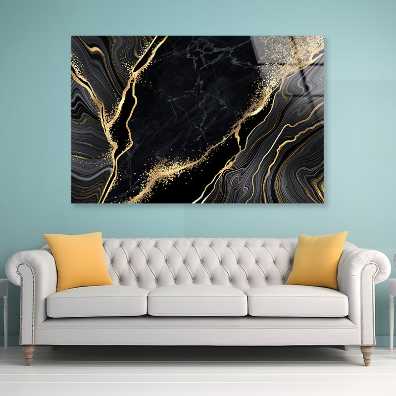Luxury Black and Gold Wall Art Acrylic Glass Print Tempered Glass Wall Art 100% Made in Australia Ready to Hang - Bella Home Decor