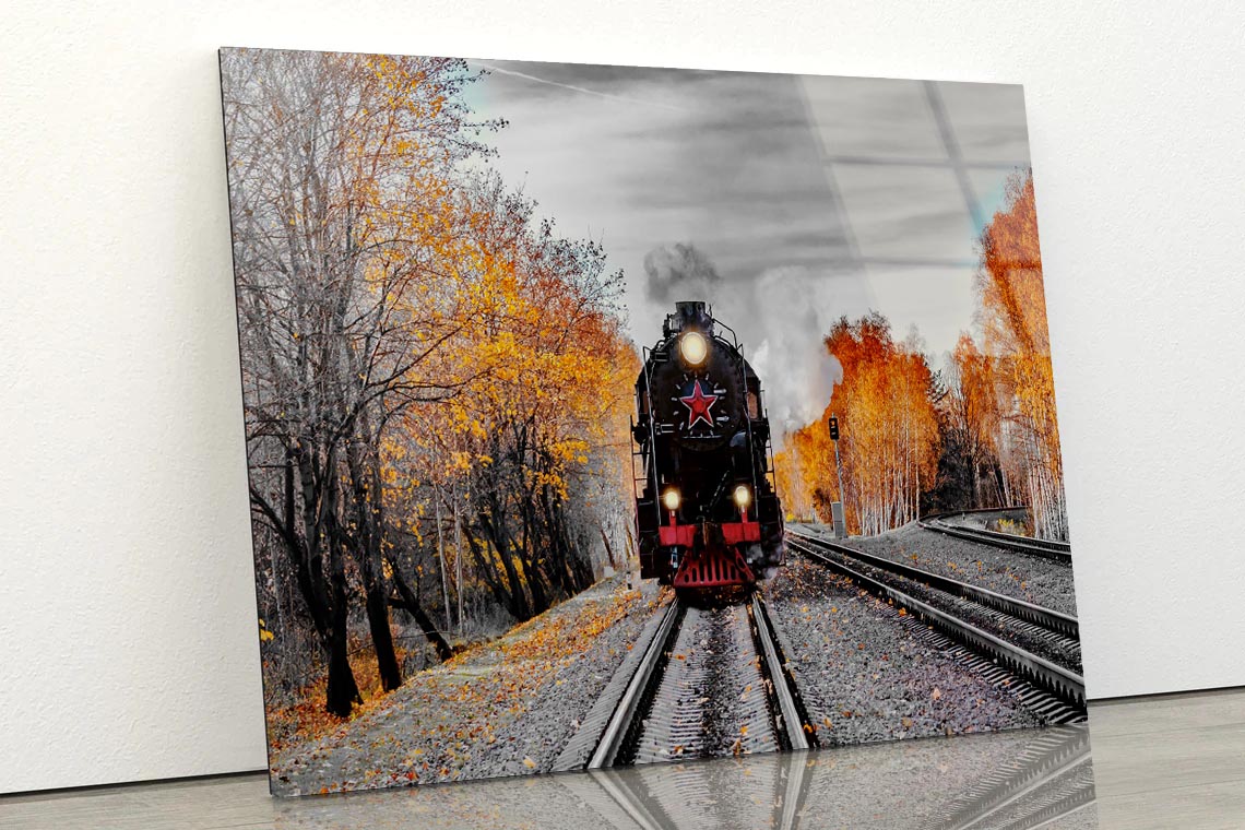 Scenic Autumn Steam Train Acrylic Glass Print Tempered Glass Wall Art 100% Made in Australia Ready to Hang