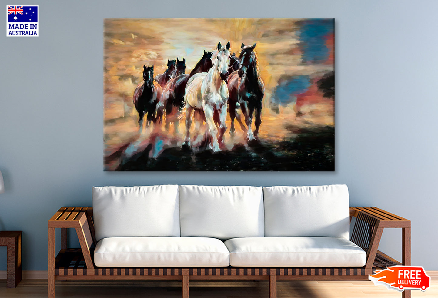 Herd Of Arabian Horses Oil Painting Wall Art Limited Edition High Quality Print