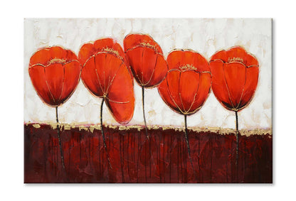 Red Gold Flower Texture Oil Painting Wall Art Limited Edition High Quality Print