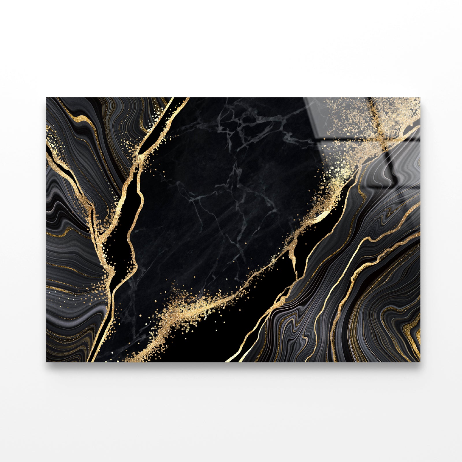 Luxury Black and Gold Wall Art Acrylic Glass Print Tempered Glass Wall Art 100% Made in Australia Ready to Hang - Bella Home Decor