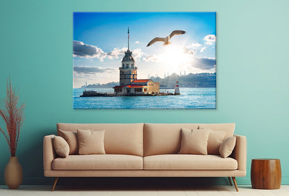 Seagull Flying Near Maiden Tower  Wall Art Decor 100% Australian Made - Bella Home Decor