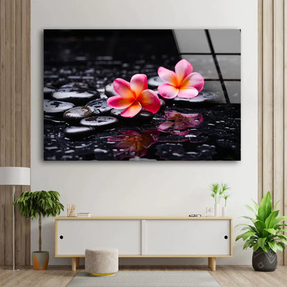 Zen Stones & Flowers UV Direct Aluminum Print Australian Made Quality