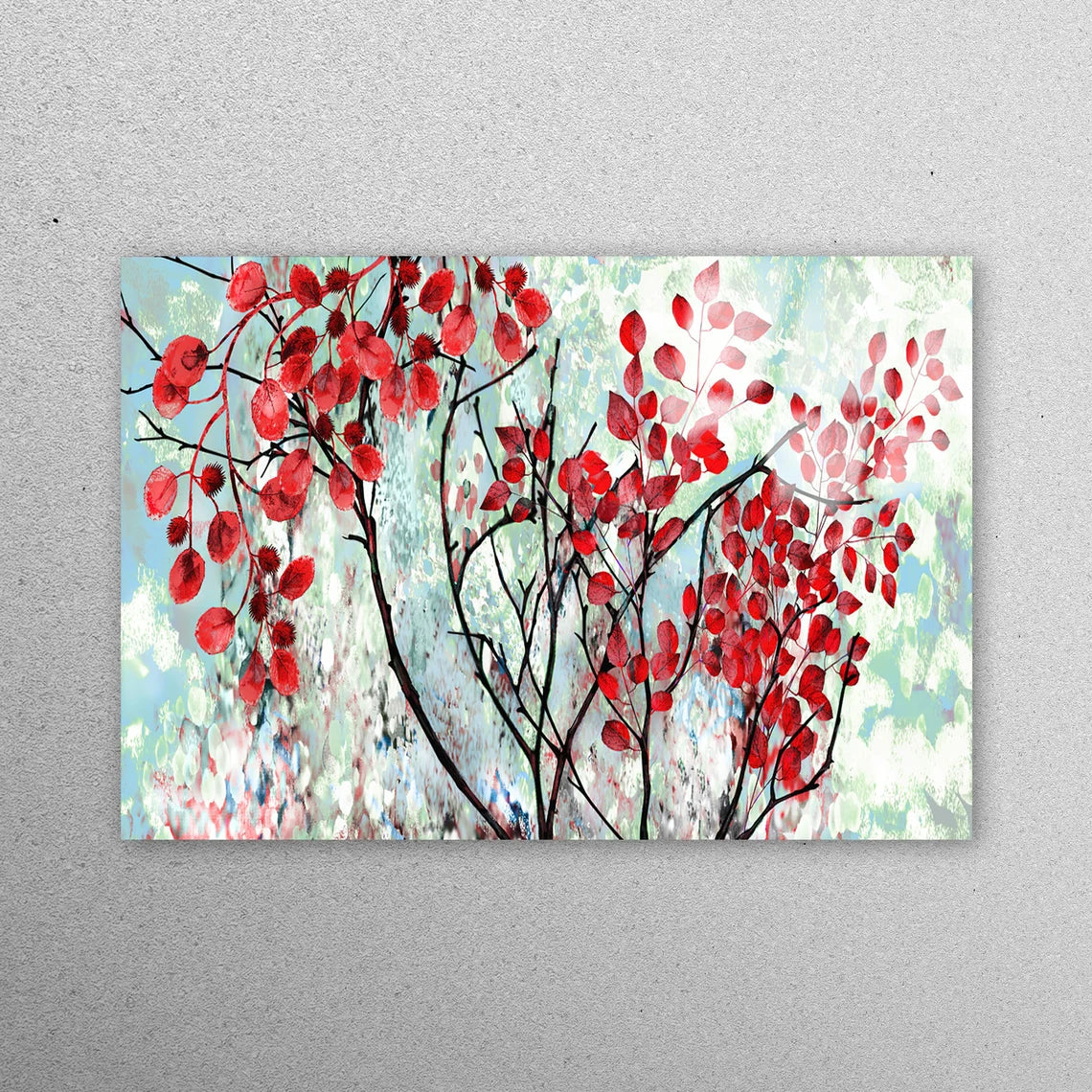 Autumn Abstract Red Tree Acrylic Glass Print Tempered Glass Wall Art 100% Made in Australia Ready to Hang