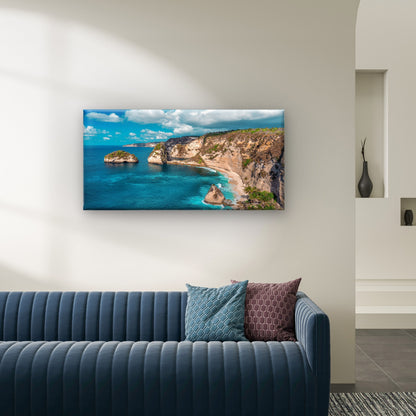 Diamond Beach Nusa Penida Island Bali Indonesia Wall Art Canvas Office Home Room Framed 120x60cm