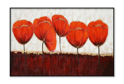 Red Gold Flower Texture Oil Painting Wall Art Limited Edition High Quality Print