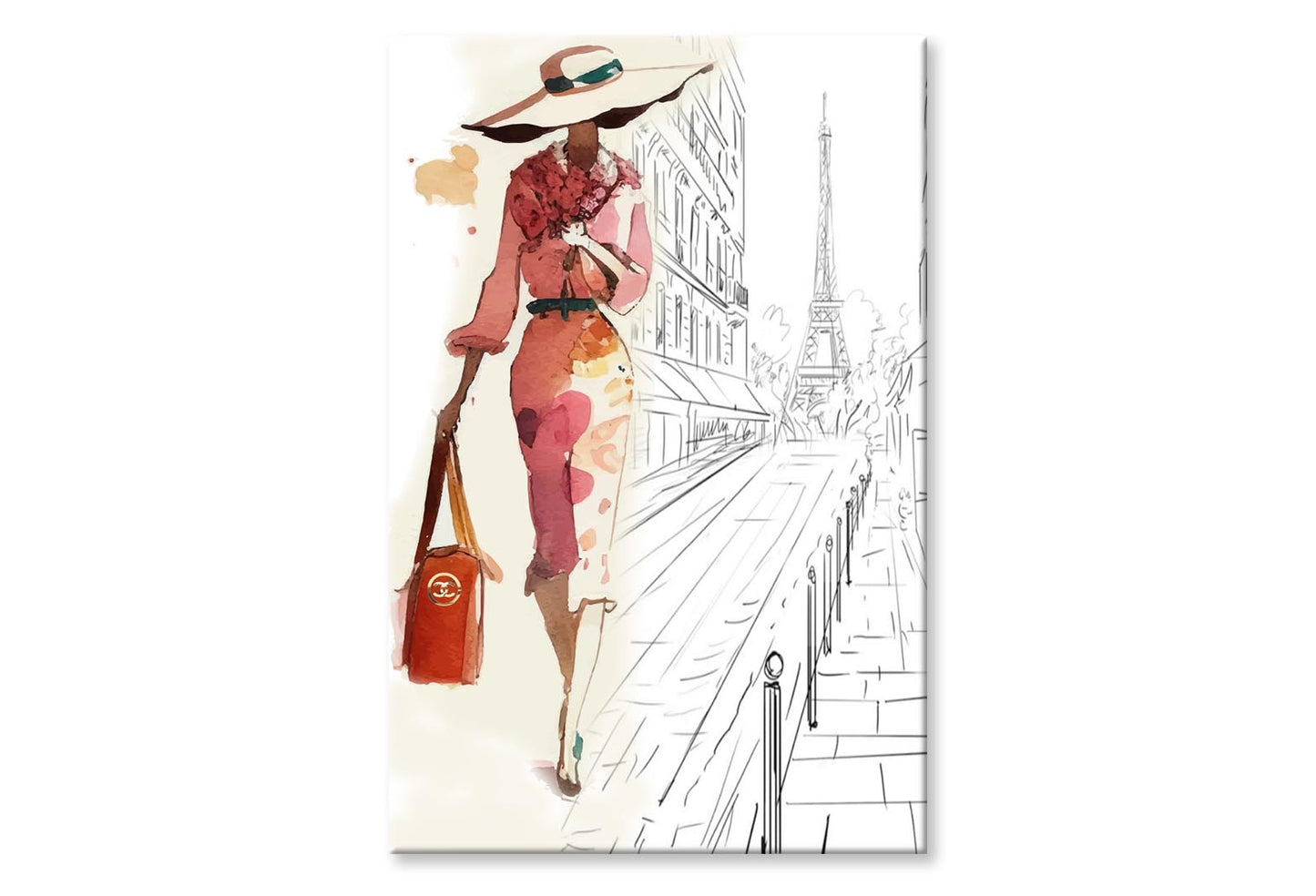 Fashion Girl with Red Bag Wall Art Limited Edition High Quality Print Stretched Canvas None