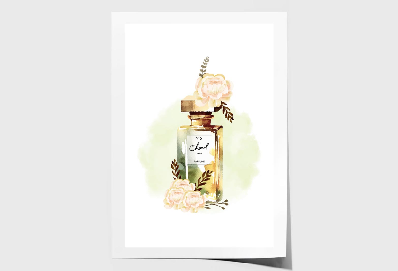 Green Gold Perfume Wall Art Limited Edition High Quality Print Unframed Roll Canvas None