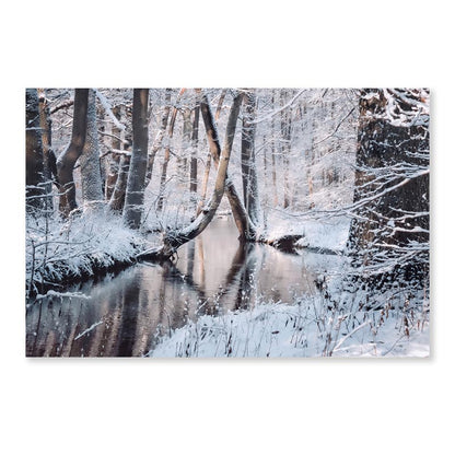 Beautiful Winter Landscape with The River Acrylic Glass Print Tempered Glass Wall Art 100% Made in Australia Ready to Hang - Bella Home Decor