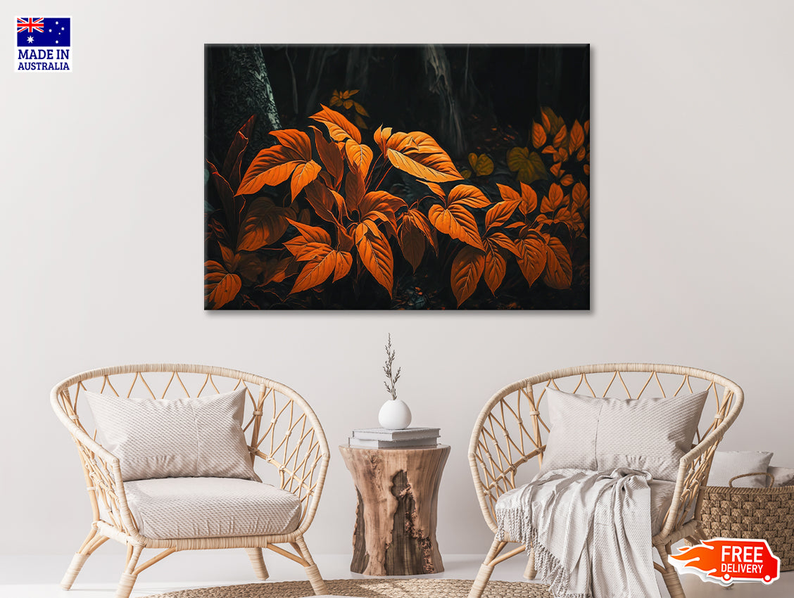 Orange Leaves Of Woodland Plants Print 100% Australian Made - Bella Home Decor
