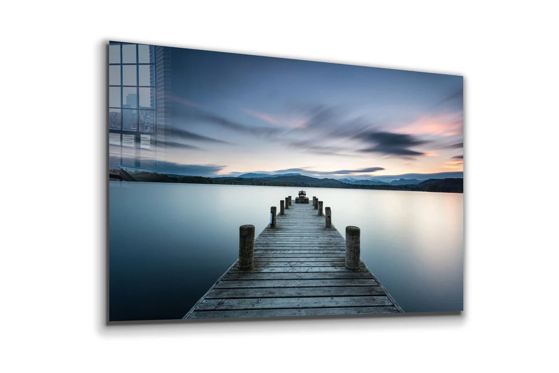 Wooden Pier & Lake UV Direct Aluminum Print Australian Made Quality