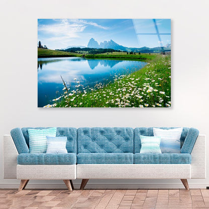 Alpine Lake Tiny Flowers Acrylic Glass Print Tempered Glass Wall Art 100% Made in Australia Ready to Hang