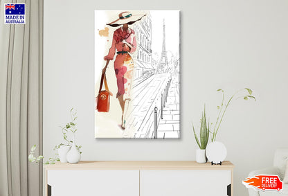 Fashion Girl with Red Bag Wall Art Limited Edition High Quality Print