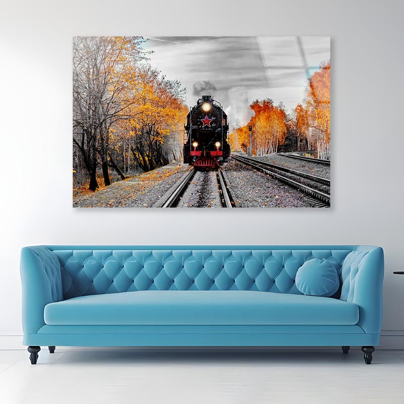 Scenic Autumn Steam Train Acrylic Glass Print Tempered Glass Wall Art 100% Made in Australia Ready to Hang