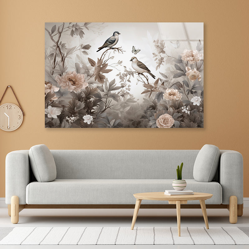 Birds Perched On a Tree Acrylic Glass Print Tempered Glass Wall Art 100% Made in Australia Ready to Hang - Bella Home Decor