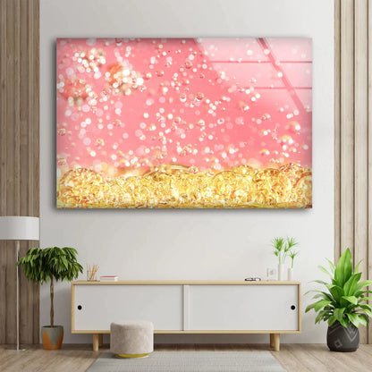 Pink & Gold Waterdrops UV Direct Aluminum Print Australian Made Quality