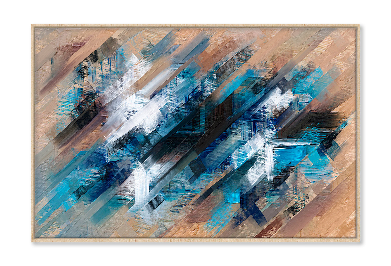 Abstract Diagonal Paint Strokes Oil Painting Wall Art Limited Edition High Quality Print Canvas Box Framed Natural