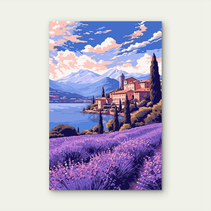 Italian Lake Como Lavender Village 60x90cm Metal Print Ready to Hang