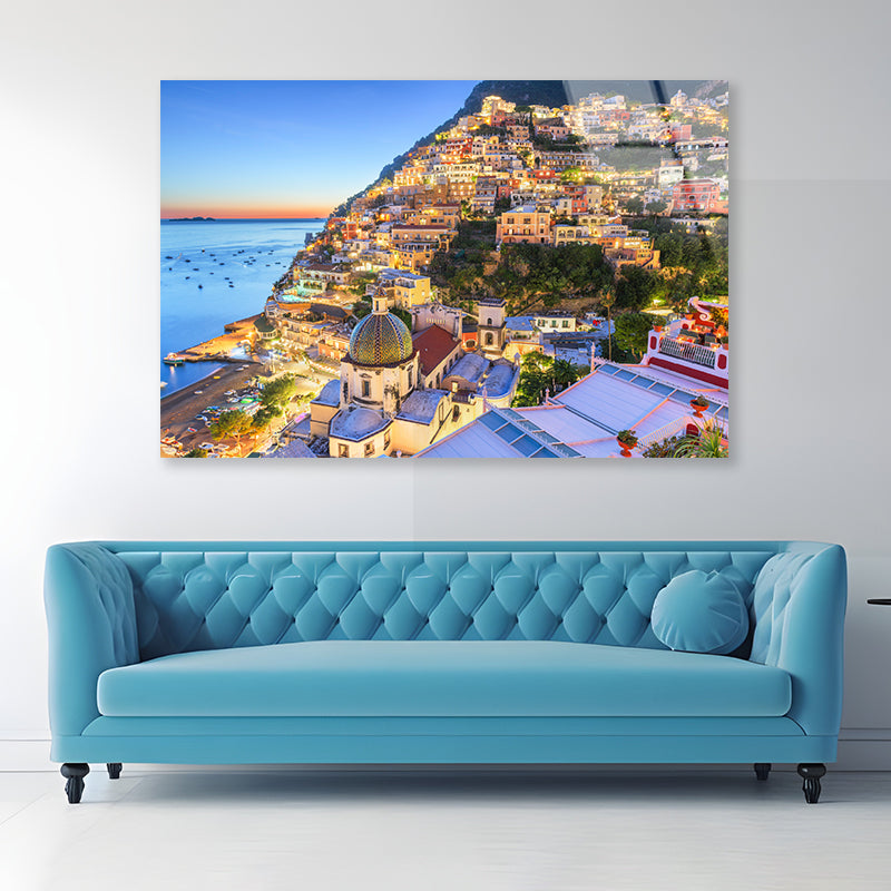 The Beautiful Coast of Amalfi Acrylic Glass Print Tempered Glass Wall Art 100% Made in Australia Ready to Hang - Bella Home Decor