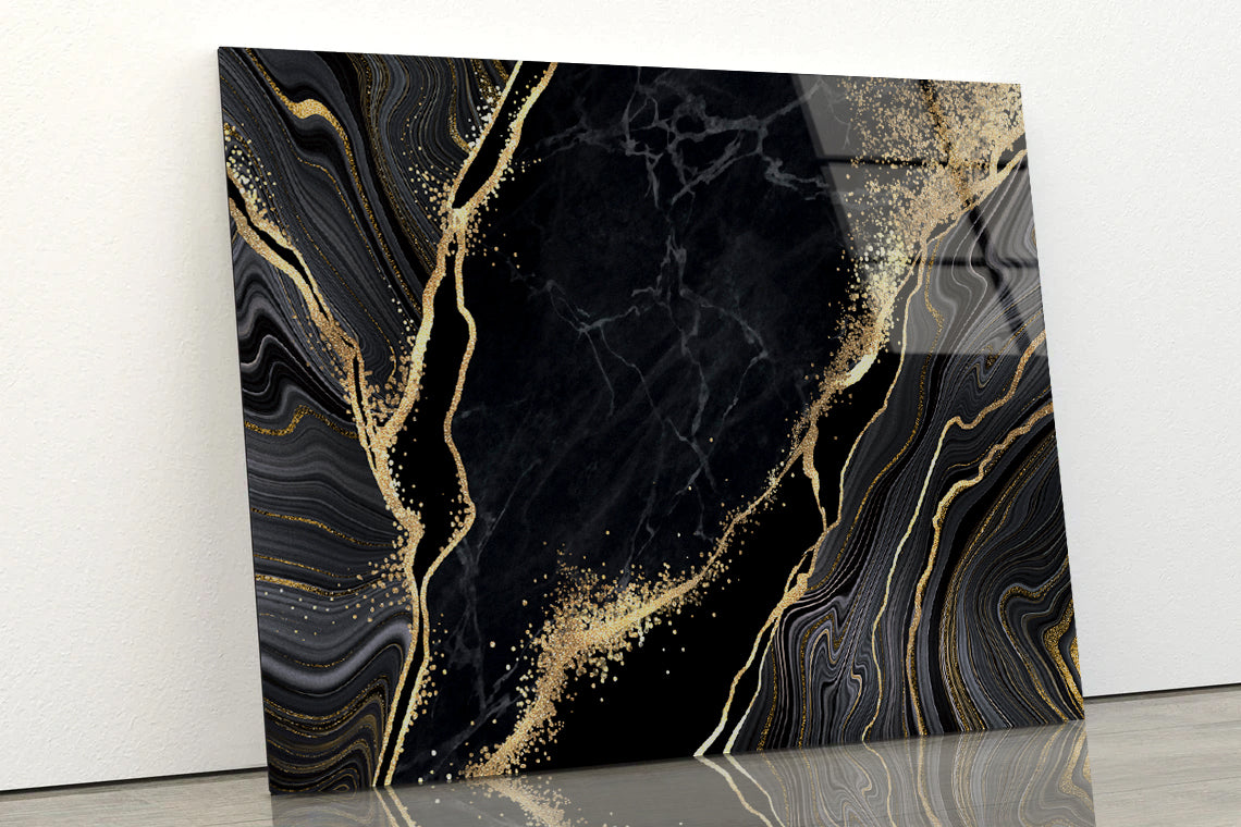 Luxury Black and Gold Wall Art Acrylic Glass Print Tempered Glass Wall Art 100% Made in Australia Ready to Hang - Bella Home Decor