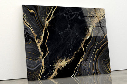 Luxury Black and Gold Wall Art Acrylic Glass Print Tempered Glass Wall Art 100% Made in Australia Ready to Hang - Bella Home Decor