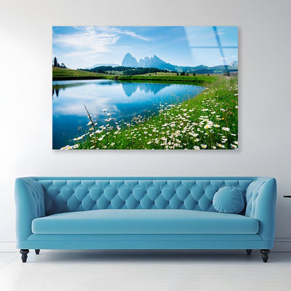 Alpine Lake Tiny Flowers Acrylic Glass Print Tempered Glass Wall Art 100% Made in Australia Ready to Hang