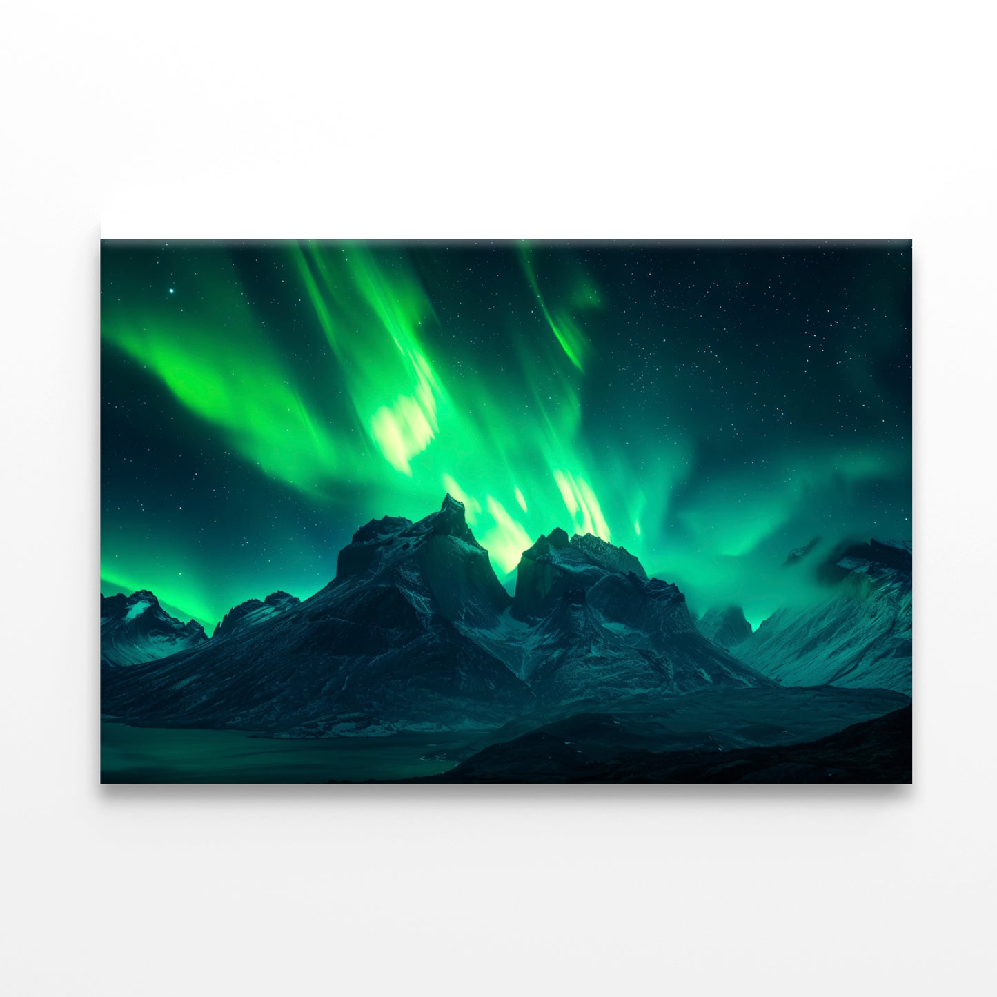 Green Northern Lights over the Mountains Print 100% Australian Made - Bella Home Decor